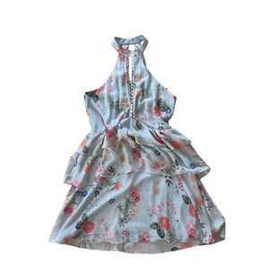Blue floral halter dress